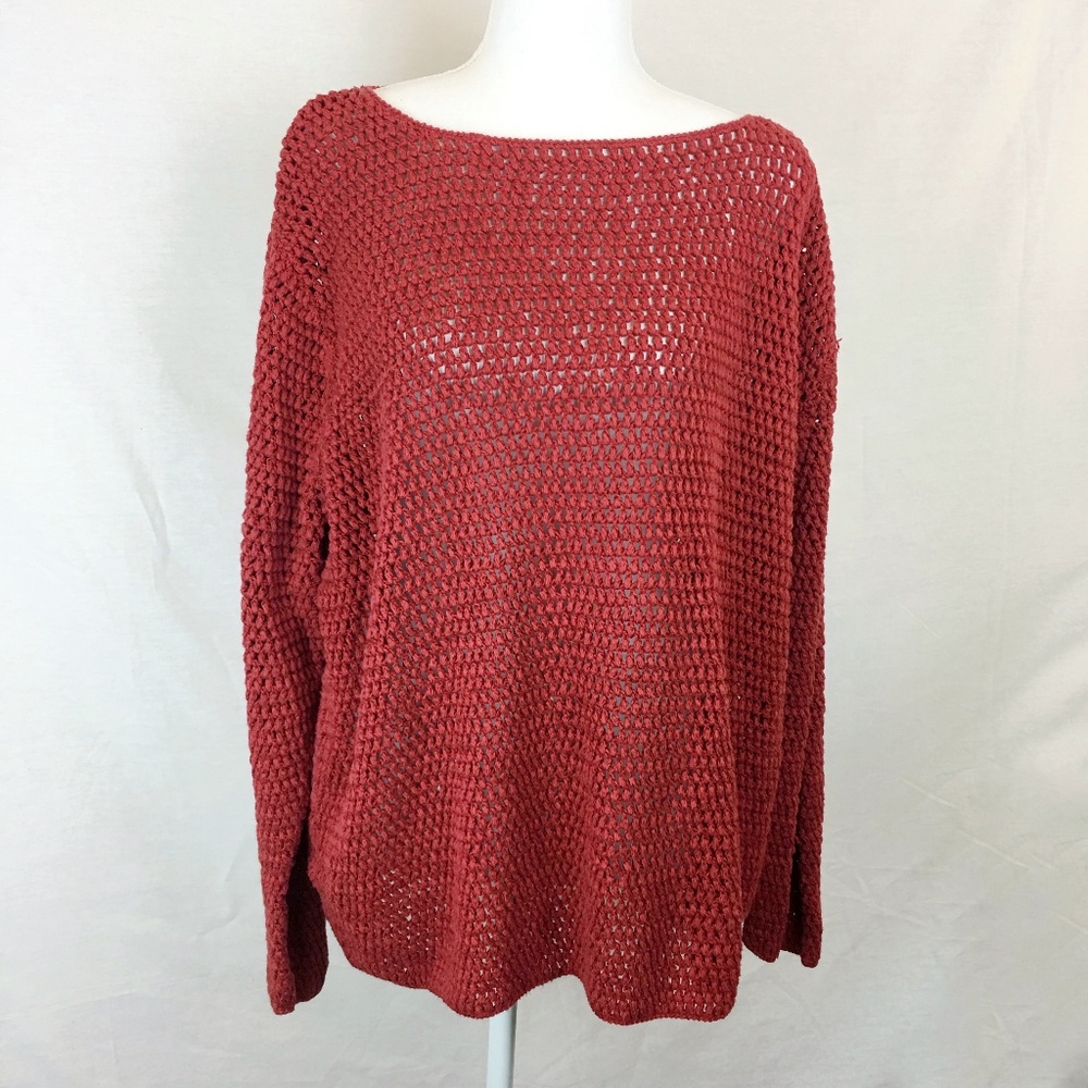 Ralph Lauren Hand Knit Open Knit Red Sweater